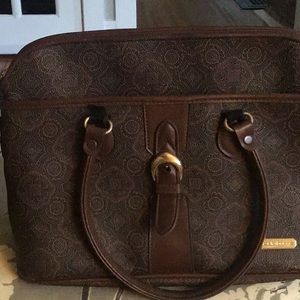 Liz Claiborne chocolate brown Paisley Print Zip top purse